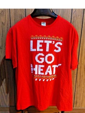 Miami Heat Christmas Shirt Promo Kaseya Lets Go Heat XL Red